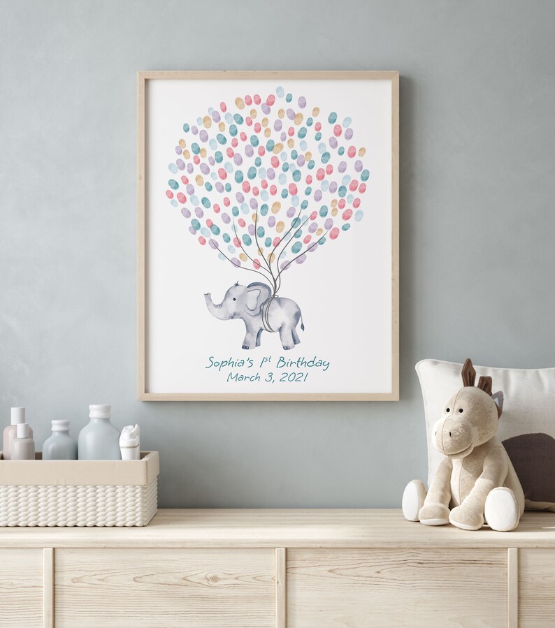 Baby Elephant Guest Book PRINTABLE GUEST BOOK Birthday Etsy