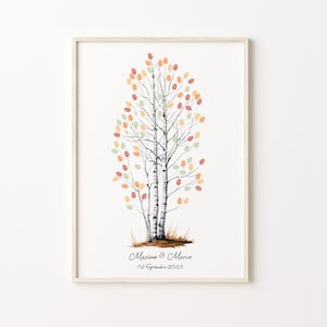 Personalized Thumbprint Tree Guest Book, PRINTABLE GUEST BOOK, Wedding Fingerprint Tree, Customizable Guest Book, Birthday Fingerprint Tree