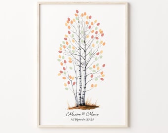 Personalized Thumbprint Tree Guest Book, PRINTABLE GUEST BOOK, Wedding Fingerprint Tree, Customizable Guest Book, Birthday Fingerprint Tree