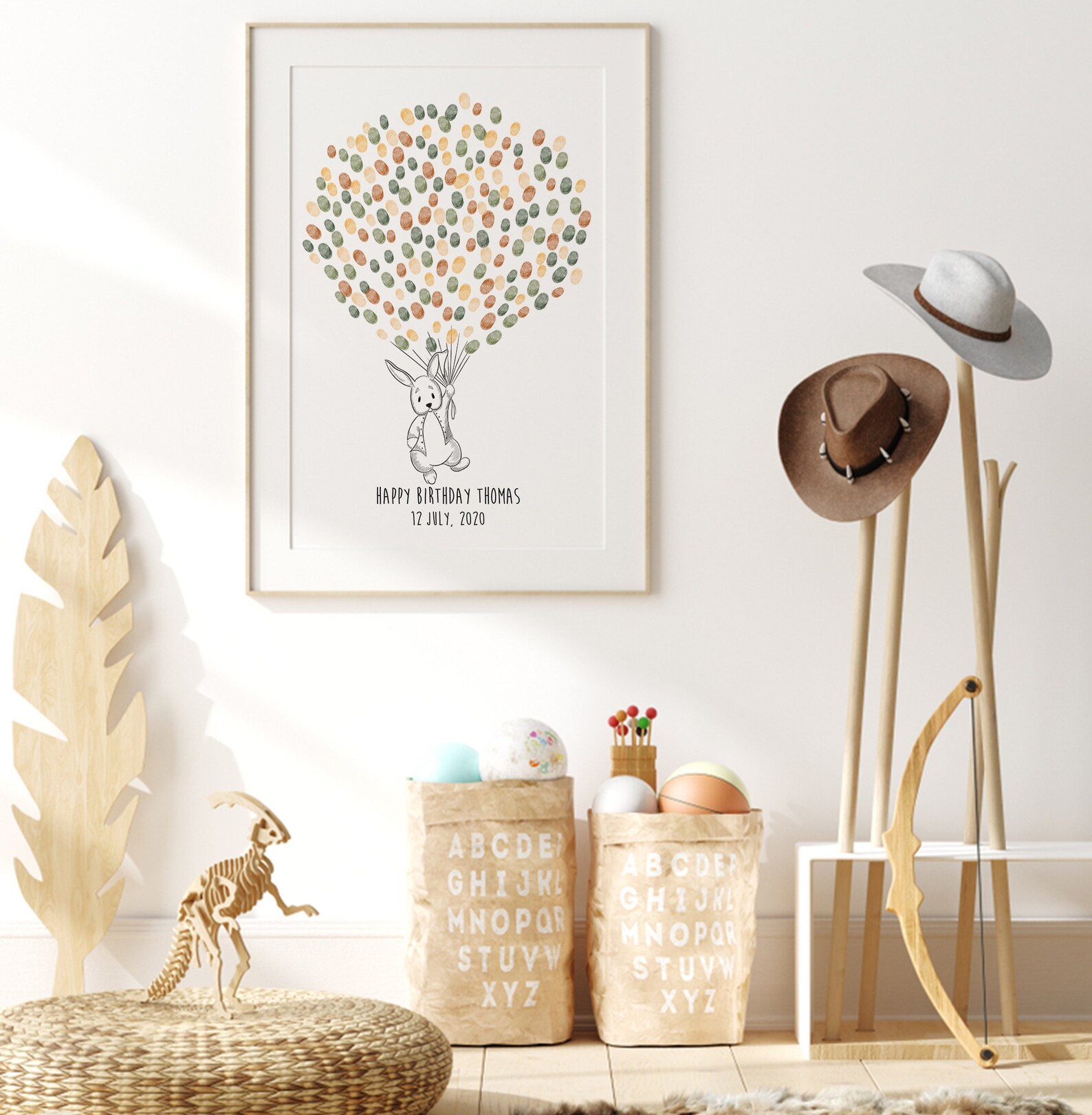 Baby Rabbit Guest Book, PRINTABLE GUEST BOOK, Birthday Fingerprint ...