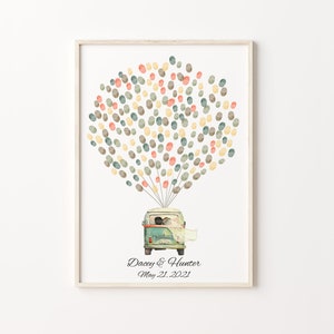 VW Bus Thumbprint Guest Book , PRINTABLE, Wedding Fingerprint Decor, Just Married Thumbprint Balloon, Family Fingerprint Guest Book