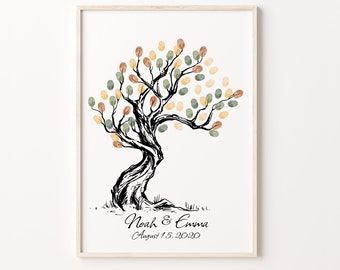 Wedding Thumbprint Tree, PRINTABLE GUEST BOOK, Wedding Fingerprint Tree, Sketch Thumbprint Tree, Family Fingerprint Tree