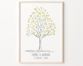 Thumbprint Guest Book, PRINTABLE GUEST BOOK, Wedding Fingerprint Tree, Customizable Guest Book, Sketch Thumbprint Tree, Anniversary Book