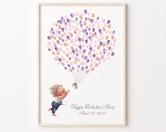 Boy Fingerprint Balloon Guest Book – Printable Baby Shower Guest Book Alternative (Digital Download)