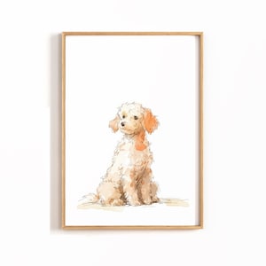 Arte stampabile del cane dell'acquerello - Illustrazione del cucciolo birichino carino - Regalo per gli amanti degli animali domestici - Arredamento della scuola materna - Download istantaneo