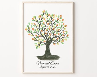 Pencil Sketch Fingerprint Tree, PRINTABLE GUEST BOOK, Wedding Thumbprint Tree, Ink Painting Thumbprint Tree, Family Fingerprint Tree