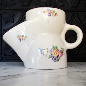 Antique Shaving Mug, Floral Shaving Scuttle, Royal Art Pottery Longton, Ladies Shaving Mug