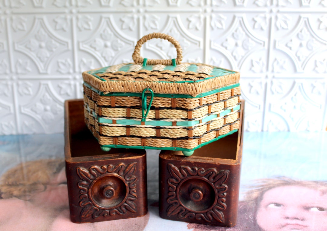 Vintage Hexagonal Sewing Box Sewing Basket Etsy