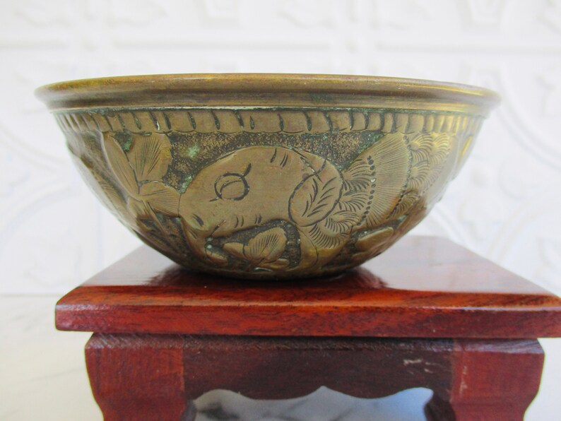 Vintage Middle Eastern Brass Repousse Bowl Etsy