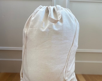 Sac à linge pour la maison et les voyages, panier, 100 % coton, sac de rangement, organisation de la pièce (31 x 23 po.)