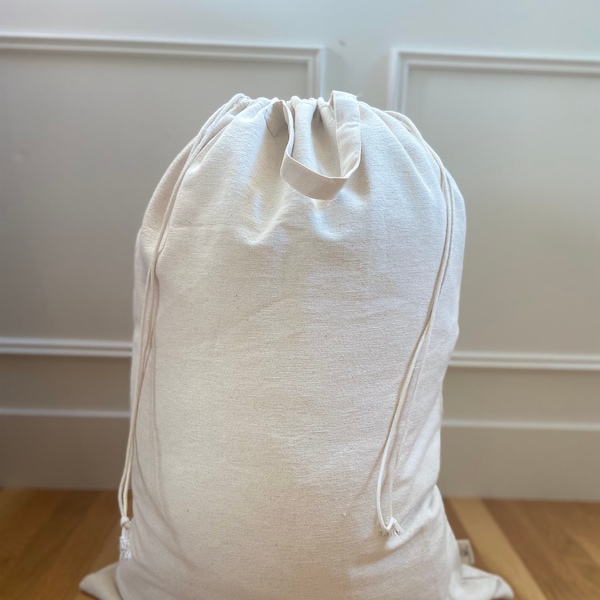 Sac à linge pour la maison et les voyages, panier, 100 % coton, sac de rangement, organisation de la pièce (31 x 23 po.)