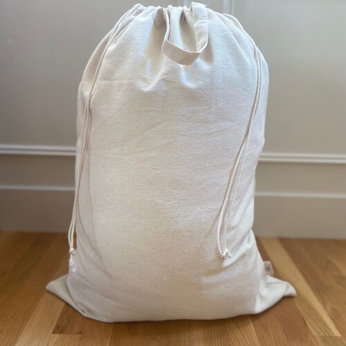 Sac à linge pour la maison et les voyages, panier, 100 % coton, sac de rangement, organisation de la pièce (31 x 23 po.)