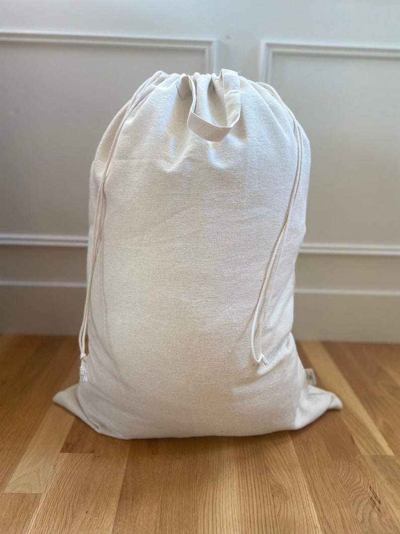 Wäschesack für Zuhause und auf Reisen, Wäschebeutel, 100% Baumwolle, Aufbewahrungstasche, Raumorganisation 31 X 23 Zoll Off-White