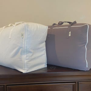 Bolsa de almacenamiento 100 % algodón hecha a mano para ropa de cama, edredones, mantas, almohadas y sábanas. Bolsa con asas para guardar en armarios o debajo de la cama.
