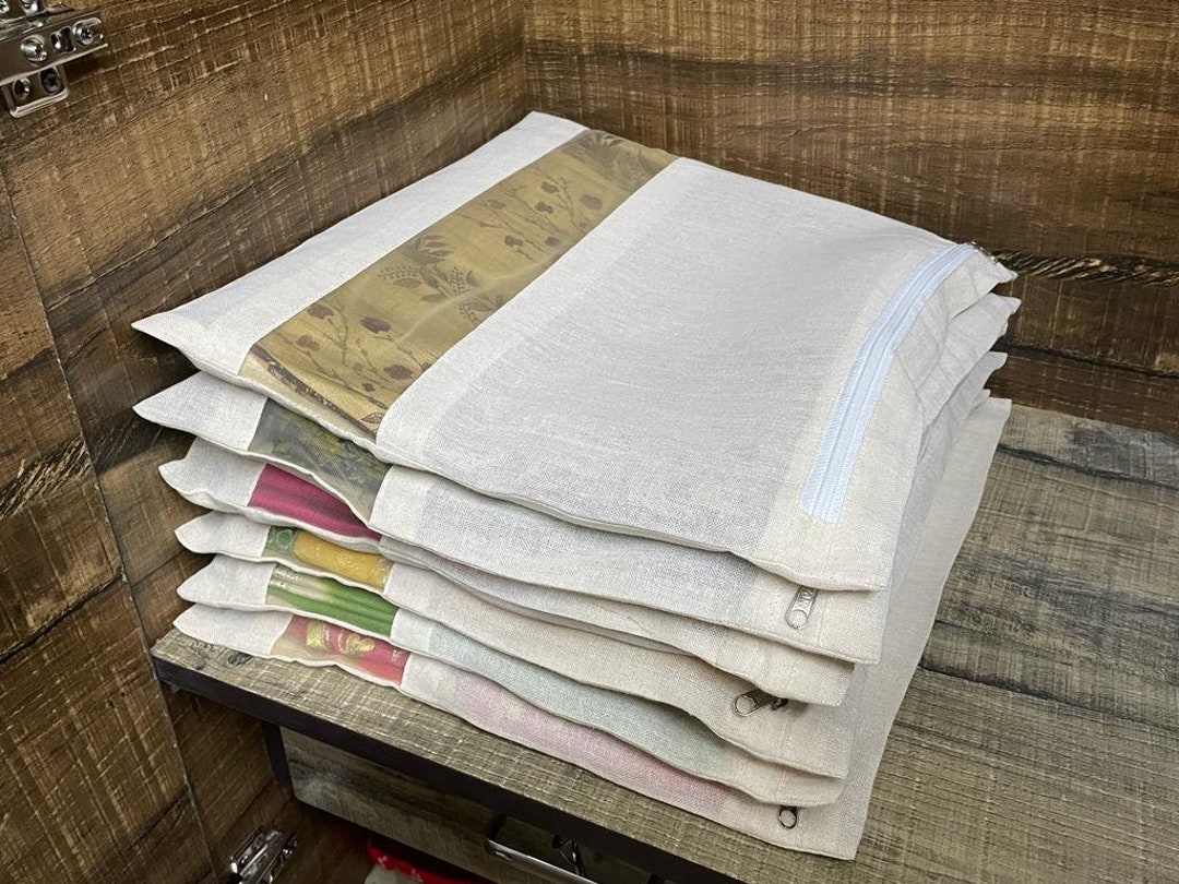 Handmade Cotton Garment Bags With Zipper and Net Window/16x14in/saree