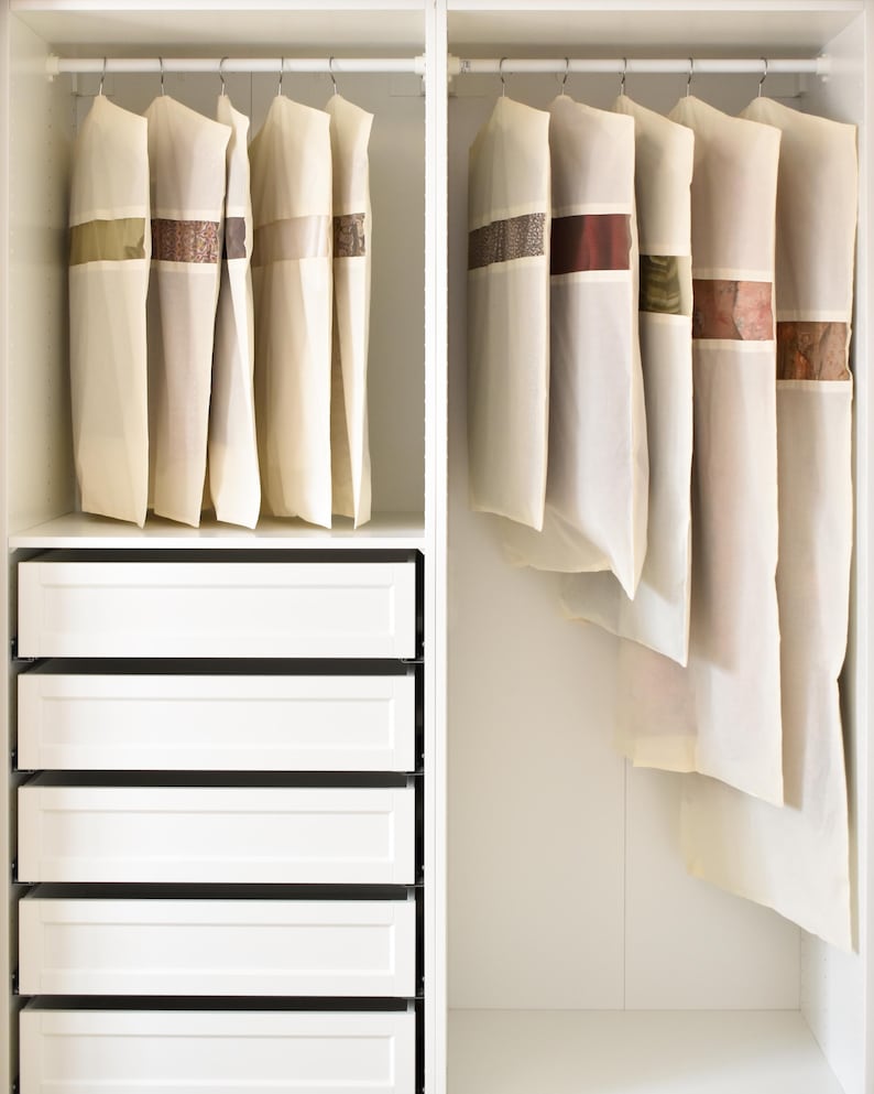Image showcasing Cotton Garment Bag: Sustainable Closet Organizer With YKK Zipper - Etsy