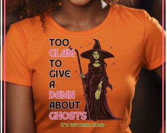 Camiseta divertida de Halloween: Bruja verde atrevida, demasiado glamurosa para importarle un bledo