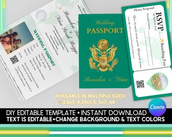 Passport Invitation Canva - Etsy