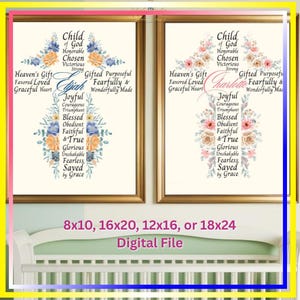 Personalized Name Cross Art Print: Christian Nursery Decor (Digital Download)