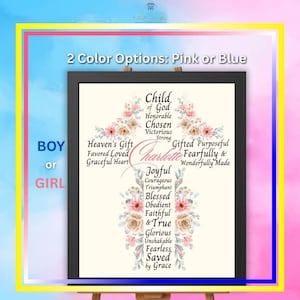 Personalized Christian Name Cross Framed Poster: Faith Decor
