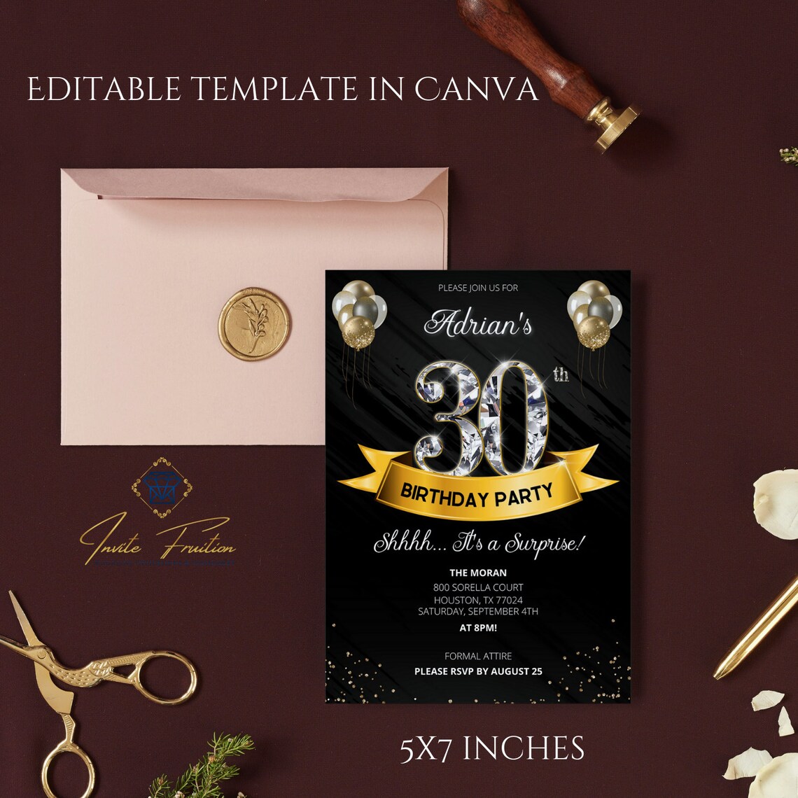 30th Birthday Party Invitation Template Printable Invitation - Etsy