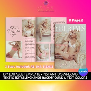 Boudoir Magazine regalo sexy per lui per San Valentino, regalo per adulti per lo sposo per matrimonio, anniversario o compleanno, modello Canva modificabile fai da te