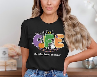 CFE Halloween T-Shirt: Ghost Cat Pumpkin Tee, Anti Fraud Spooky Office