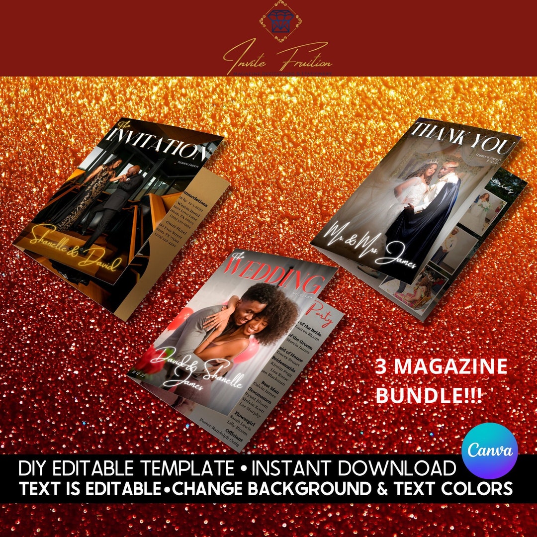DIY Wedding Magazine Bundle, Wedding Invitation Magazine, Wedding