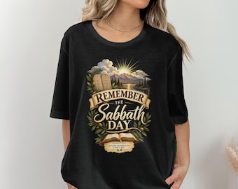 Remember The Sabbath Day T-Shirt, Exodus 20:8 Ten Commandments Christian Shirt, Biblical Faith Graphic Tee, Scripture Gift for Men and Women