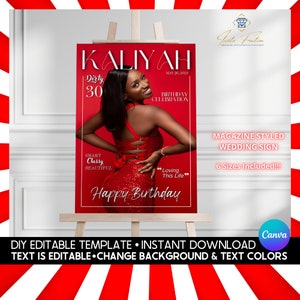 DIY Birthday Magazine Sign Template, Instant Download DIY 30th Birthday Party Welcome Signage, Milestone Printable Digital Editable Poster