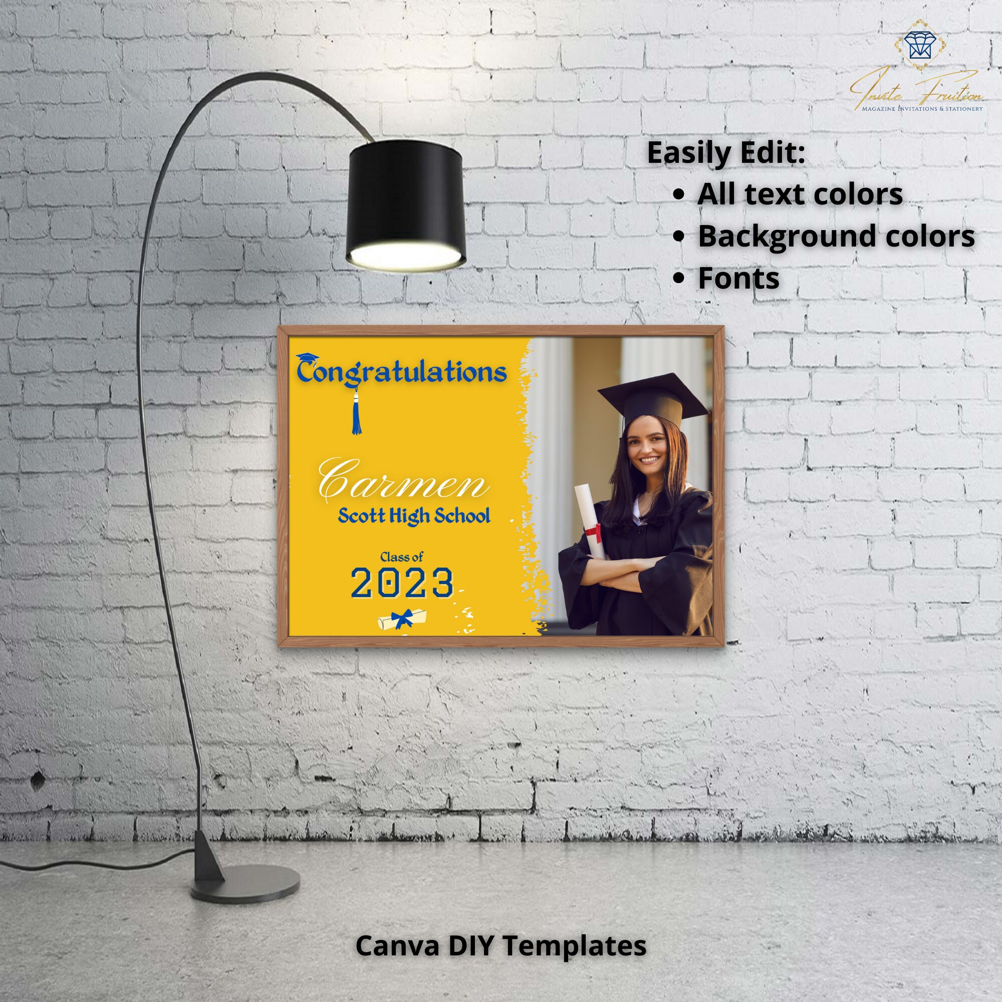 Graduation Digital Sign DIY Photo Graduation Party Yard Sign Template, Instant Download Grad ...