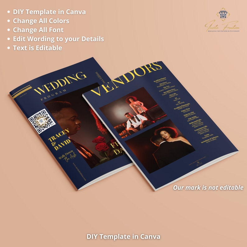 Magazine Program Wedding Magazine Program Template: DIY Fashion Booklet (canva, Digital ...