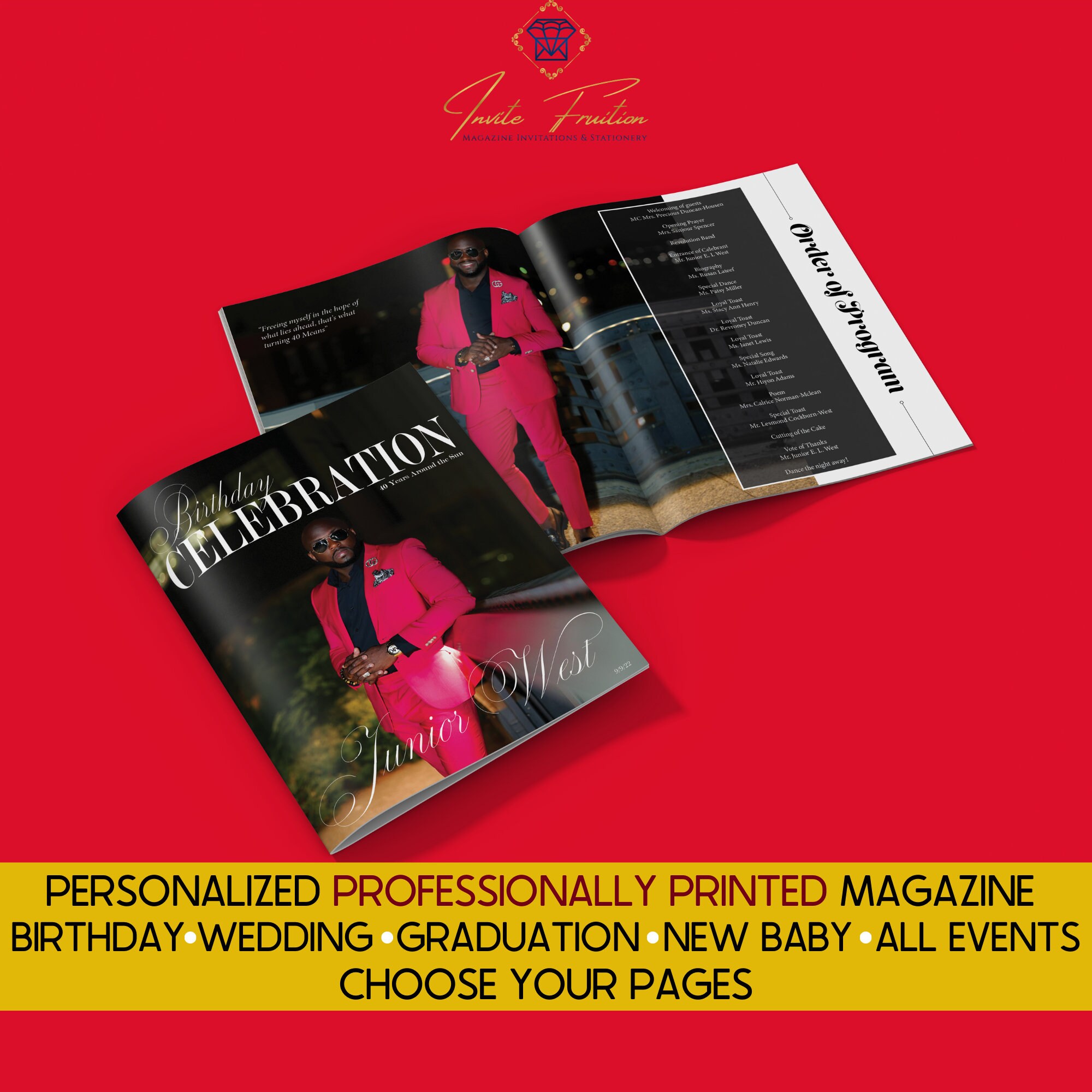 Birthday Magazine Program, Modern Celebrity Magazine Cover, Editable Birthday Invite, Printed Magazine Invitation for Party, LGBTQ Birthday