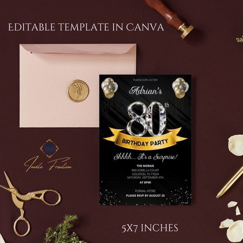 80th Birthday Party Invitation Printable Invitation Surprise - Etsy Denmark