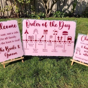 Wedding Bundle | Personalised Brush Painted Acrylic Signs | Welcome Sign & Order of the Day | A2 A3 A4