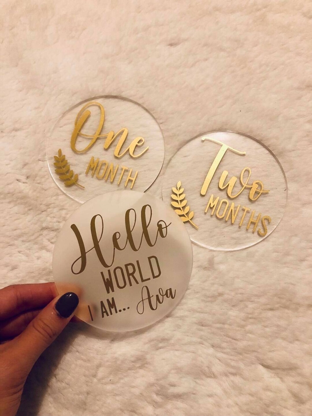 Baby Milestone Acrylic Discs First 12 Months Hello World - Etsy