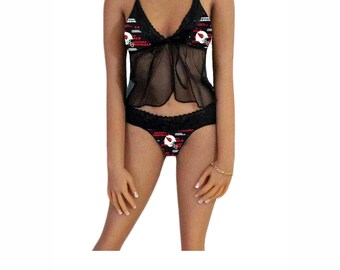 Arizona Cardinals Lingerie Cami Top and String or Thong Panty Set, X-Small to Large, Made to Order