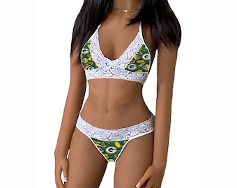 Packers Lingerie Tie-top & String or Thong Panty, Green Bay Packers White  Lace Lingerie Set, Made to Order, XS - L - Etsy