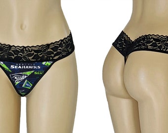 Seattle Seahawks Lace Panty String Thong - Ready to Ship - Small, Medium or Large