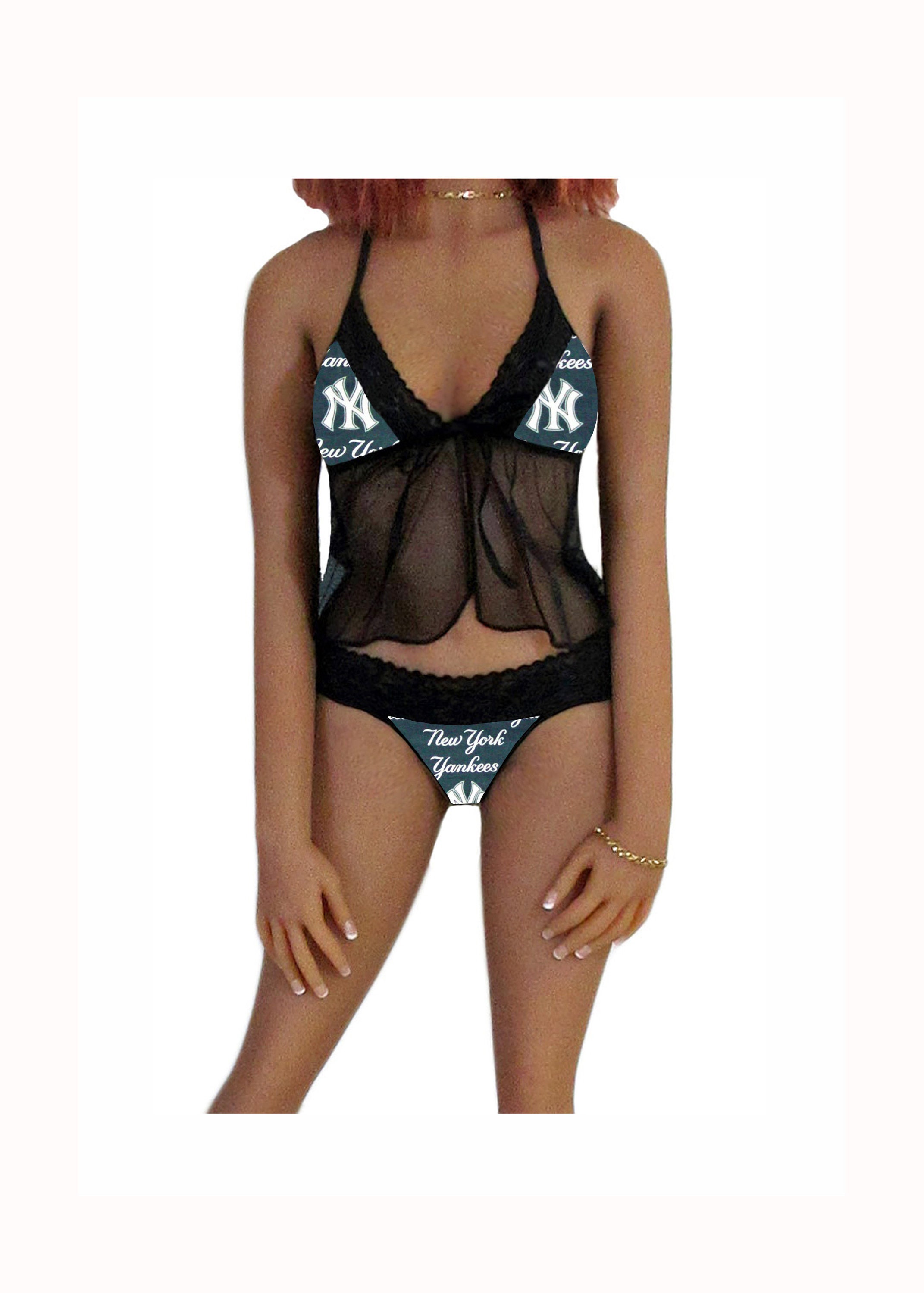 New York Yankees Lingerie Cami Top and String Thong Panty Set, X-small to  Large, Made to Order 