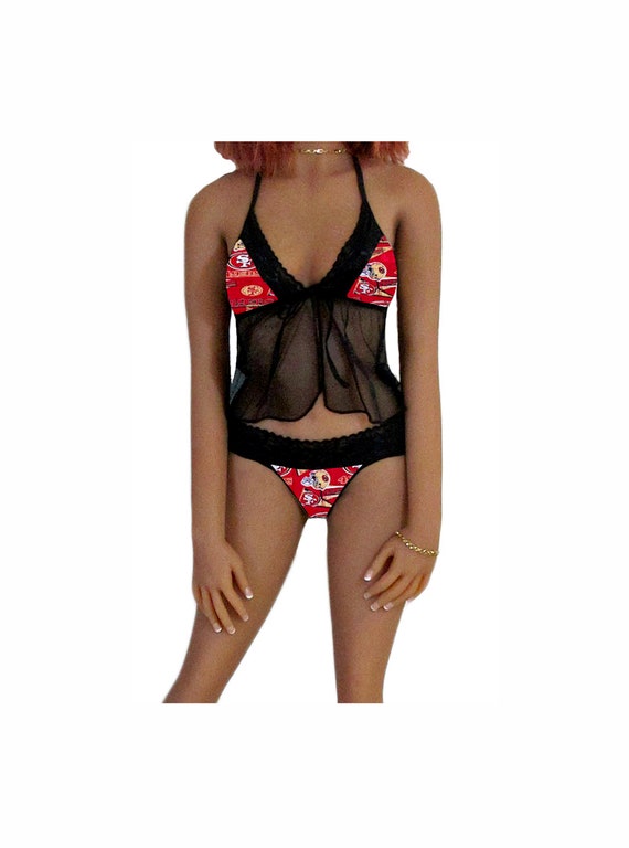 San Francisco 49ers Lingerie Cami Top and String Thong Panty Set, X-small  to Large, Made to Order 