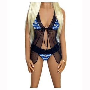 Detroit Lions Lingerie Babydoll Set - Top and String Thong Panty - Ready to Ship - Small, Medium or Large