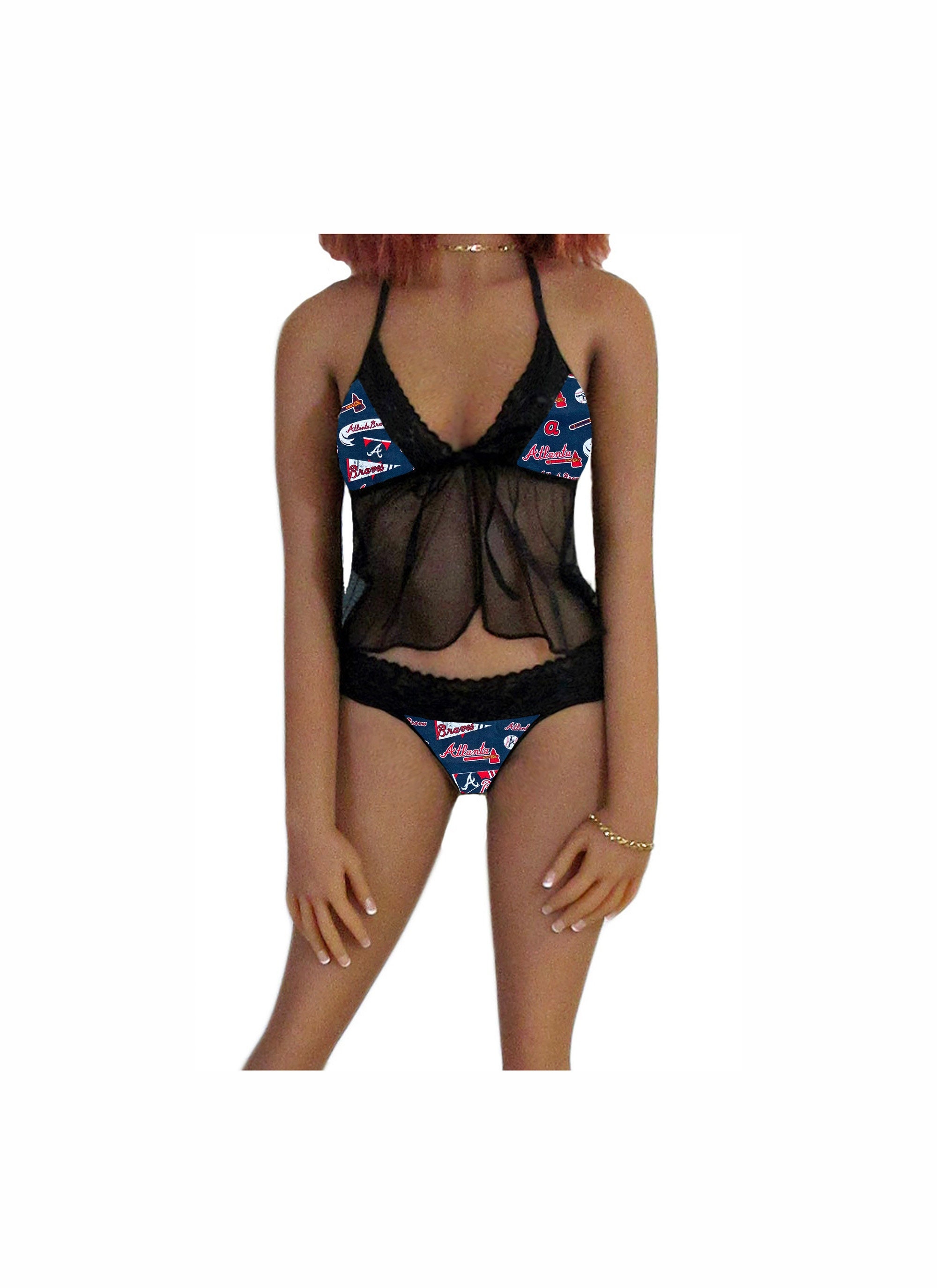 Atlanta Braves Lingerie Cami Top and String Thong Panty Set, X-small to  Large, Made to Order 