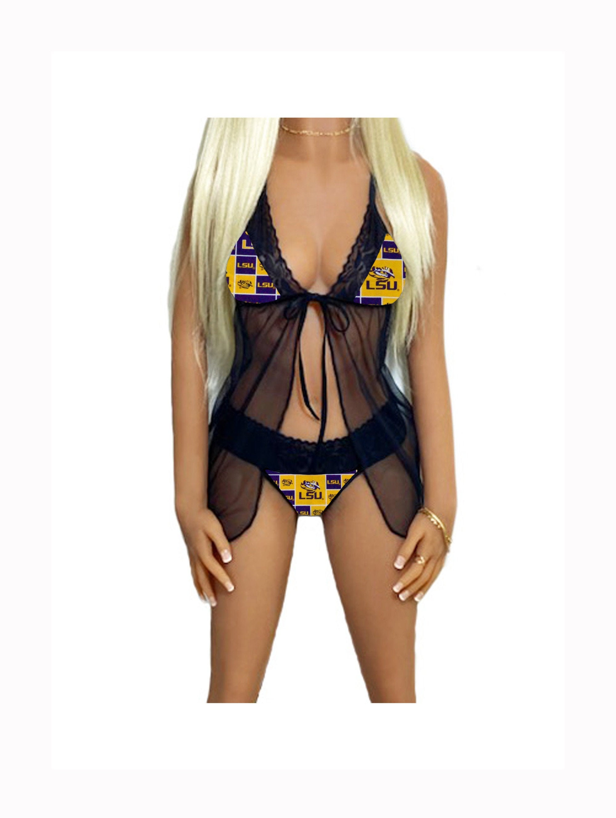 Lace Babydoll Lingerie Set Made With LSU Tigers, Tigers Lingerie Top &  Panty, Cute Football Lingerie, X-large to 2X Plus -  Hong Kong