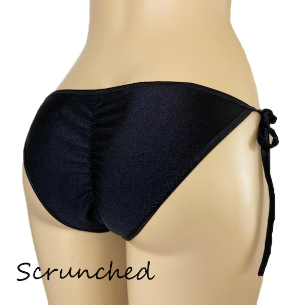Atlanta Falcons Skimpy String Bikini W/licensed Fabric, Stretchy Black  Lycra Scrunched or Smooth Size B Top, Medium Bottom 