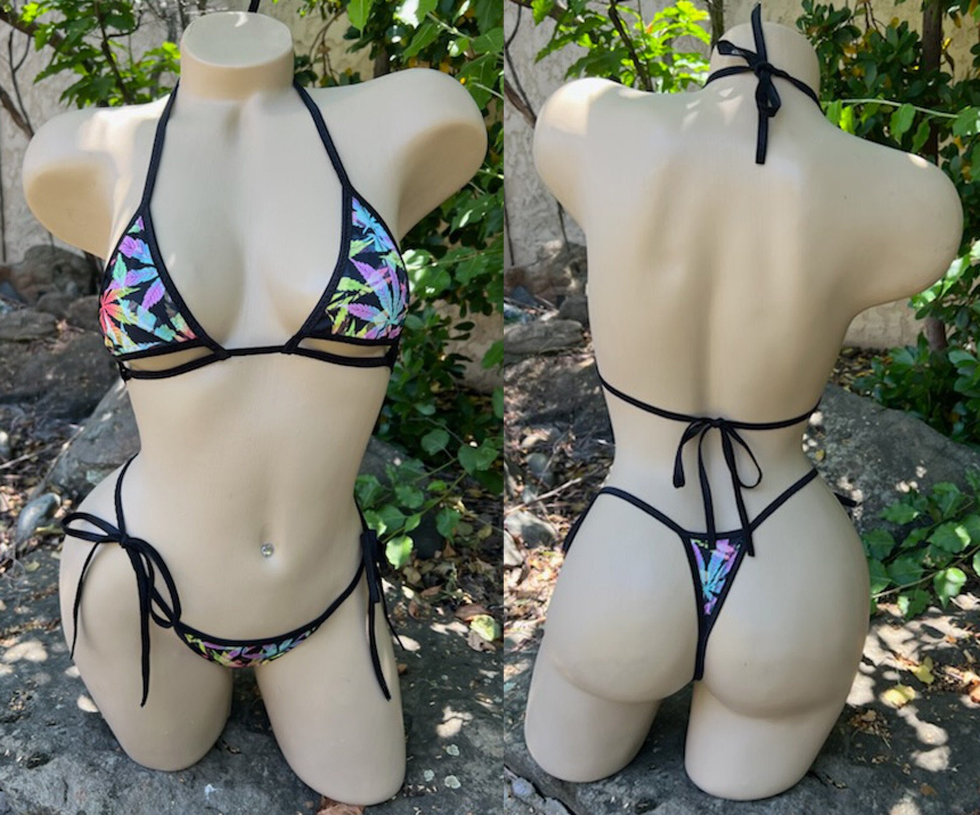 Women's Pot Leaf String Bikini Swimsuit Set – Nyteez