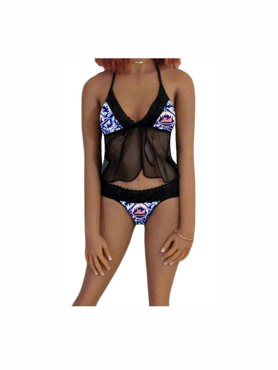 New York Mets Lingerie Cami Top and String Thong Panty Set, X