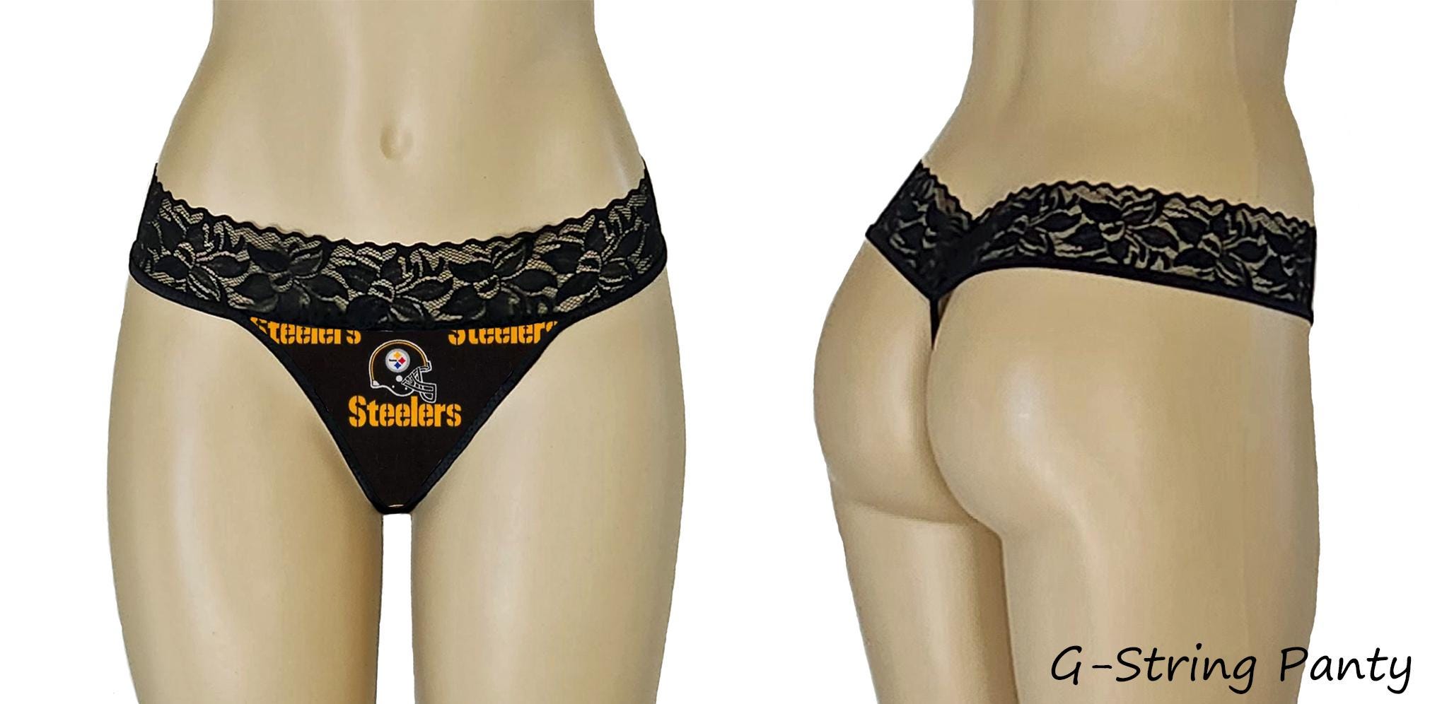 Pittsburgh Steelers Lace Panty String Thong - Ready to Ship - Small, Medium or Large