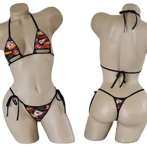 Kansas City Chiefs Bikini - TEENY String Thong Bikini with Adjustable Underboob Cut Out Top - ONE SIZE - Made to Order bild 1