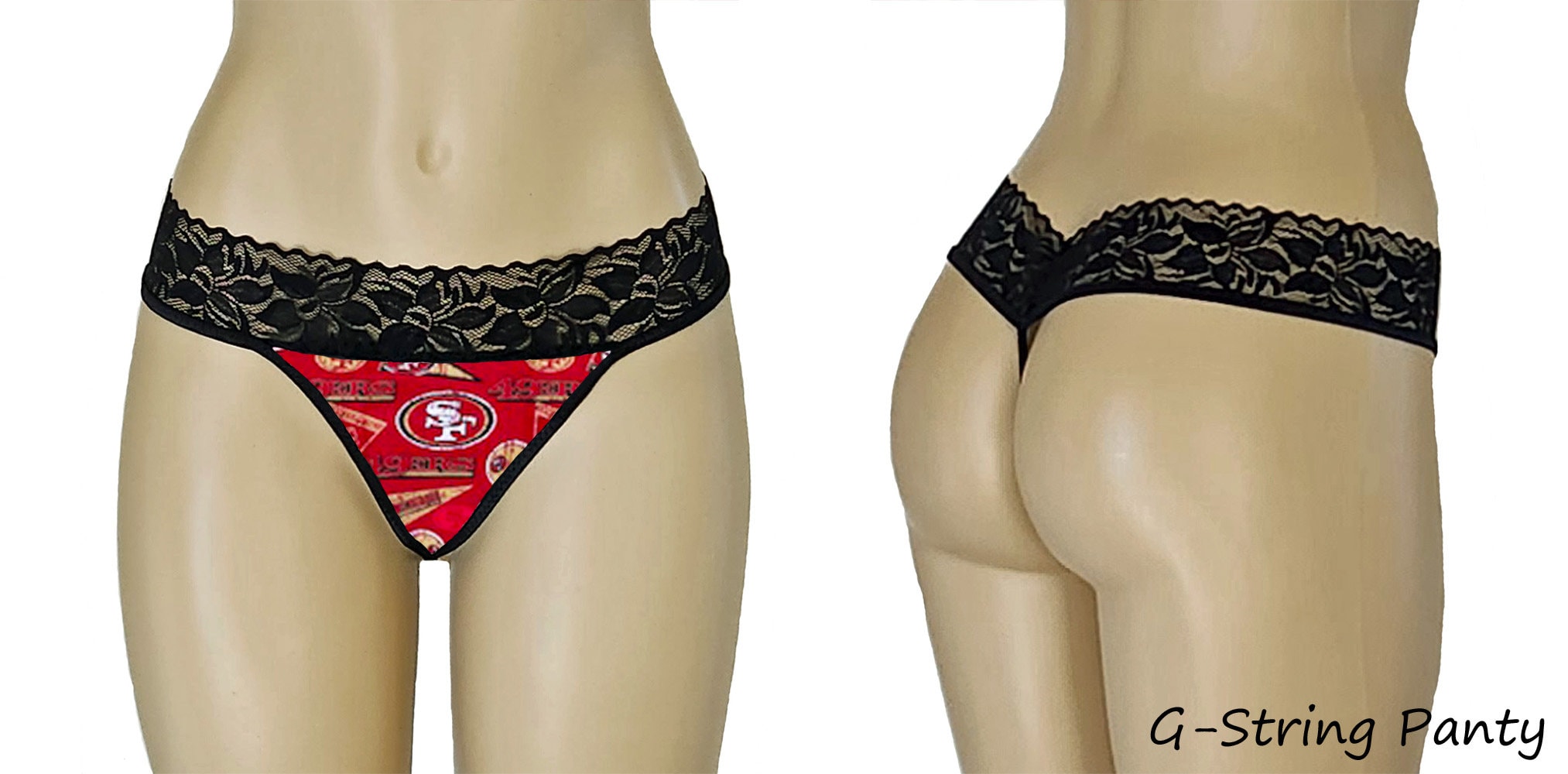 49ers Lingerie Tie-top & String Panty, San Francisco 49ers White Lace  Lingerie Set, Football Lingerie, San Francisco 49ers Thong XS L -   Denmark